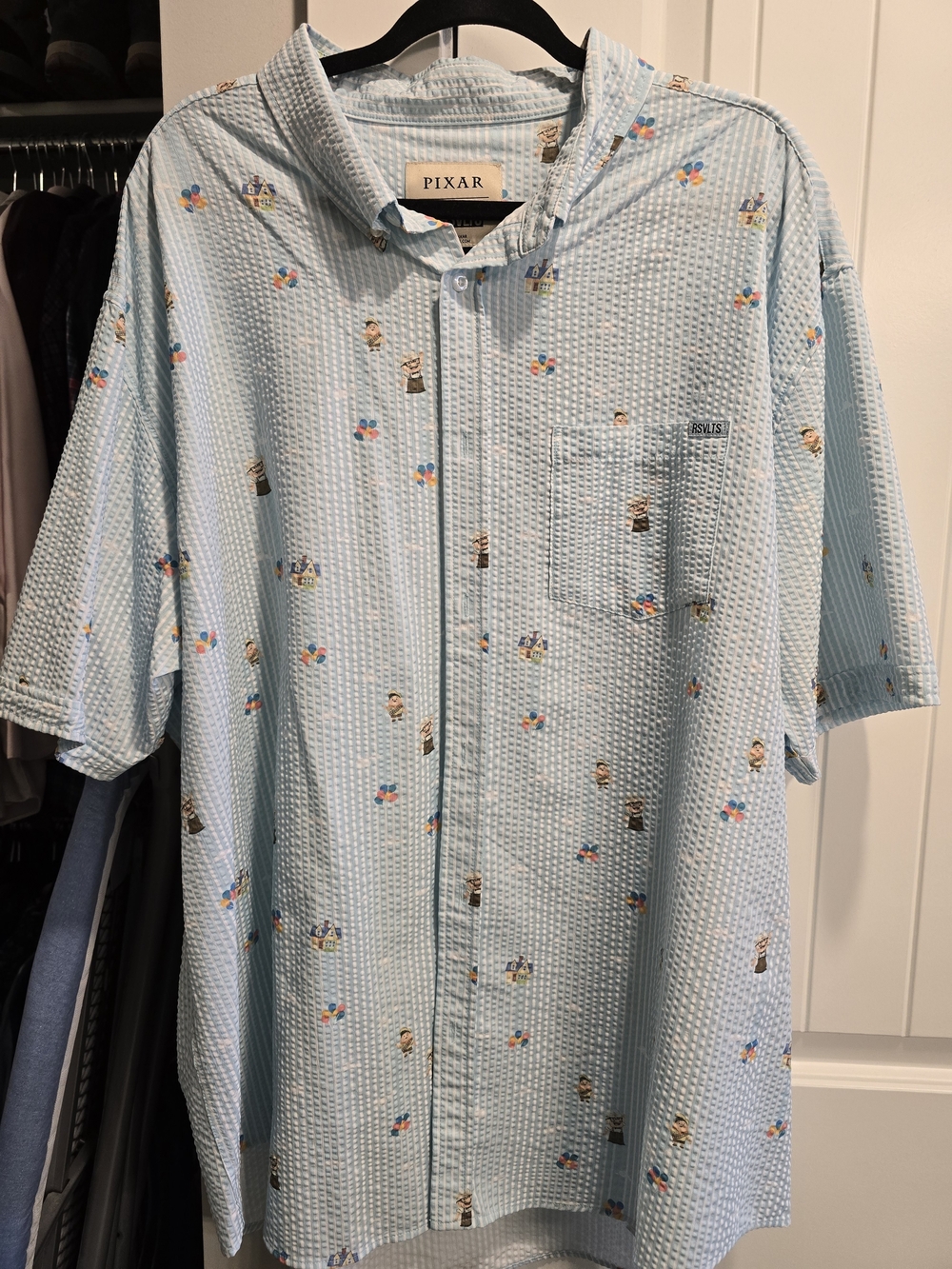 RSVLTS Pixar "Going Up" Light Blue Short Sleeve Button-Down 3XL Shirt